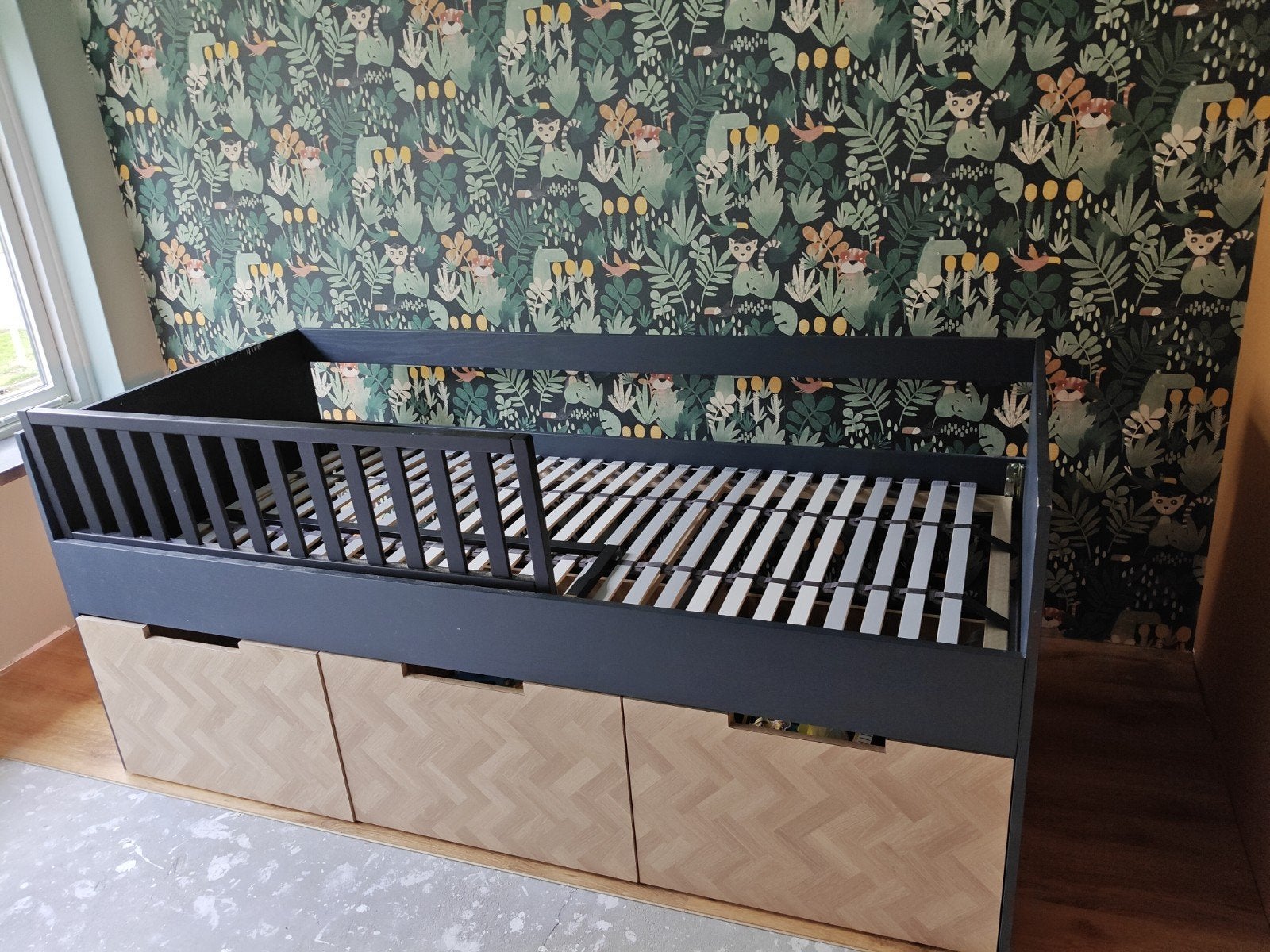 Kinderbed 90x200 met opberglades en lattenbodem, Kinderen en Baby's, Ophalen, Gebruikt, 180 cm of meer, 85 tot 100 cm