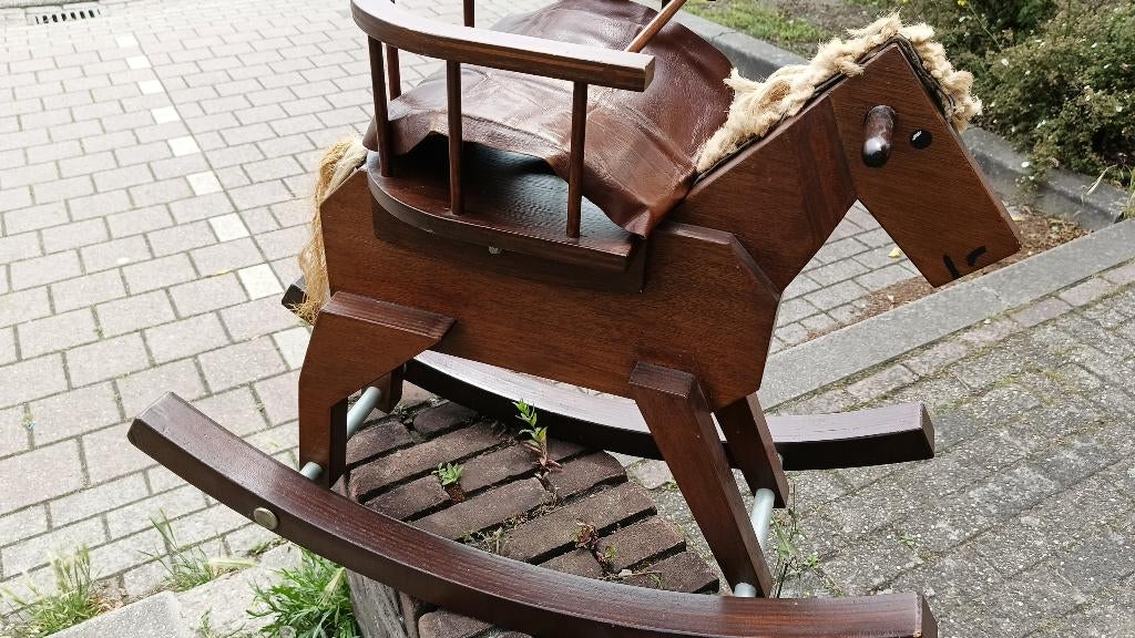 Vintage houten schommelpaard met zitje, Ophalen, Gebruikt