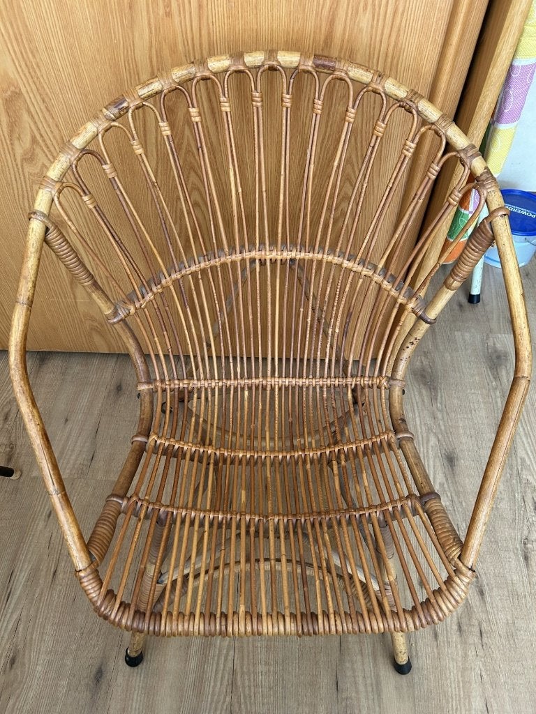 Rohé Noordwolde vintage rotan kuipstoelen, Huis en Inrichting, Ophalen, Gebruikt, Twee, Overige kleuren