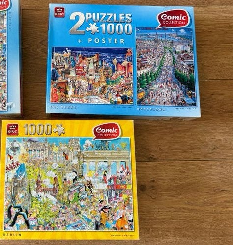 Puzzels van Comic Collection - 3 stuks, 1000 stukjes, Ophalen of Verzenden, 500 t/m 1500 stukjes, Gebruikt, Legpuzzel