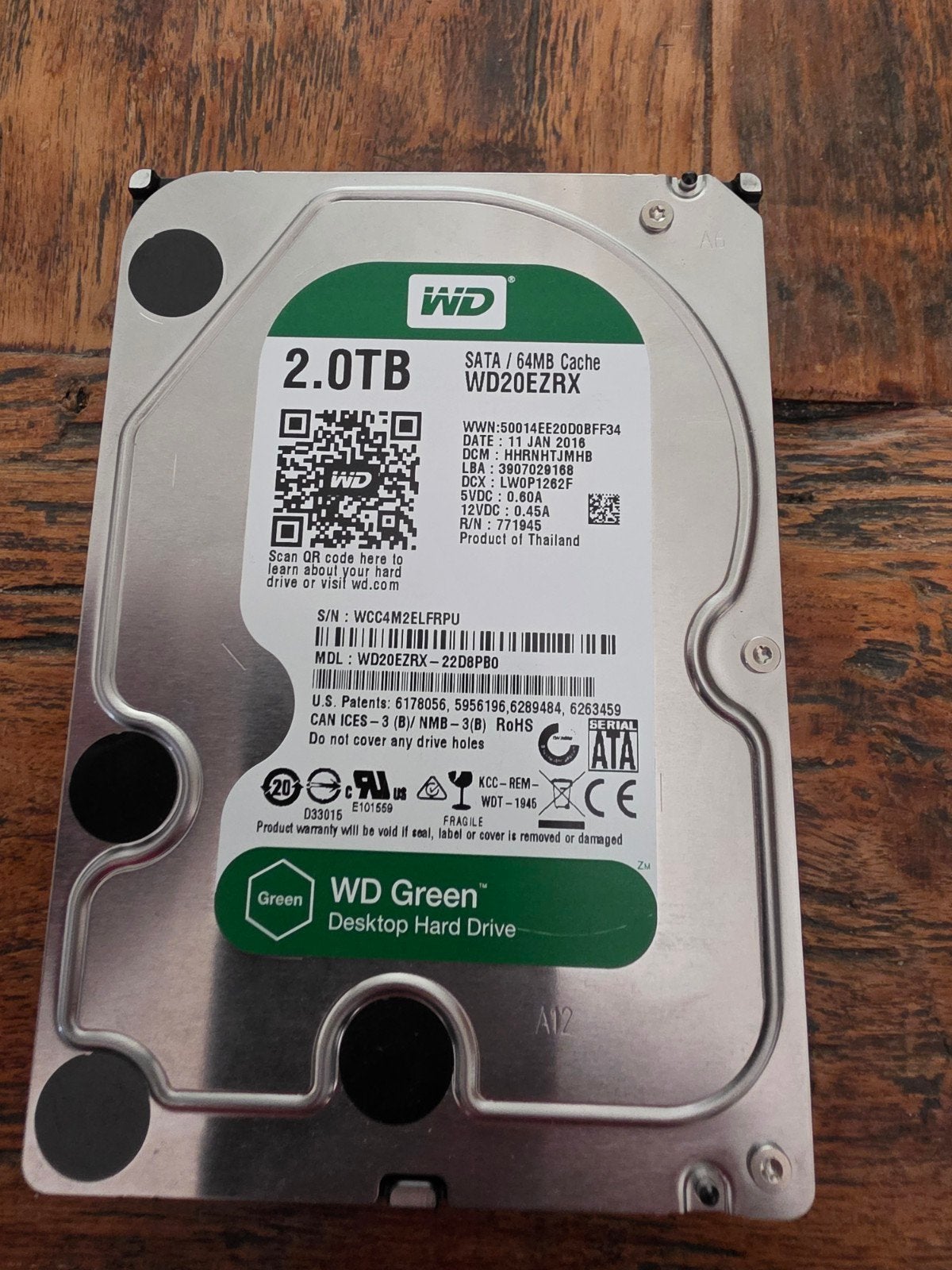 WD Green 2.0TB SATA Harddisk - Desktop HDD, Intern, 2.0 tb, Desktop, SATA