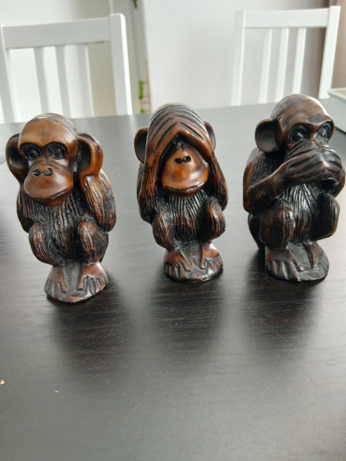 Set van 3 apenbeeldjes: Horen, Zien, Zwijgen, Ophalen of Verzenden, Zo goed als nieuw, Overige typen