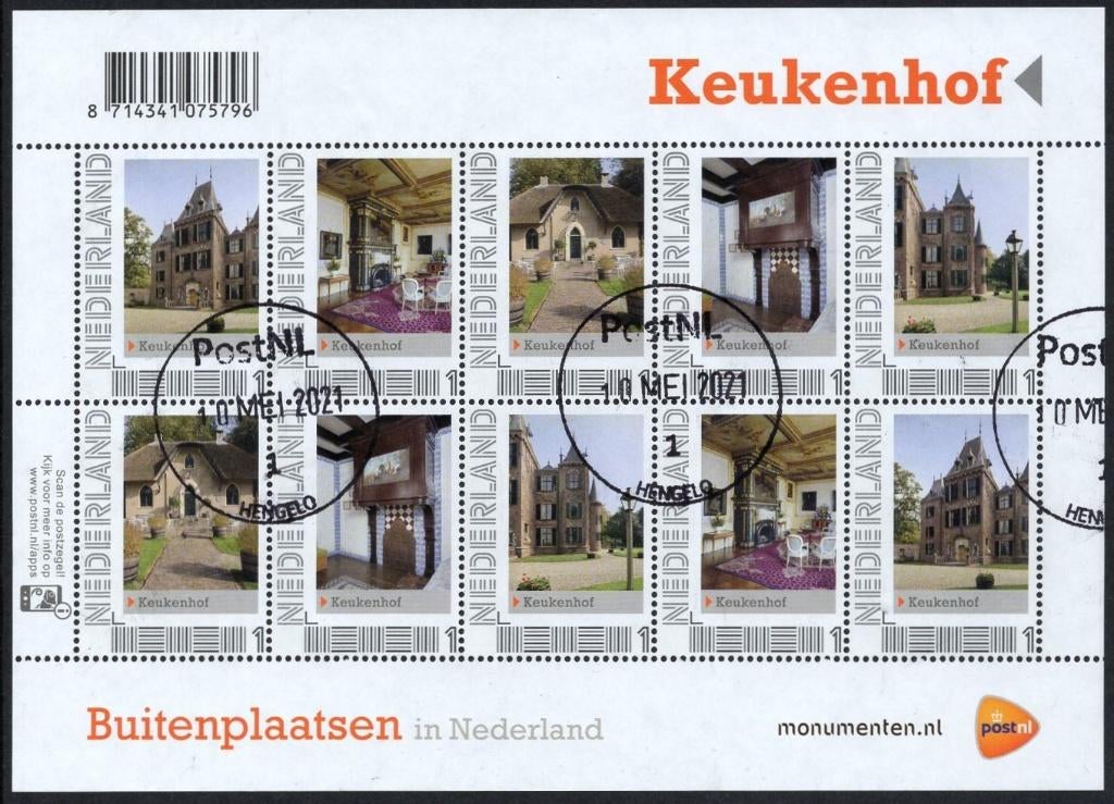 Velletje Buitenplaatsen in Nederland - Keukenhof, Verzenden, Na 1940, Gestempeld