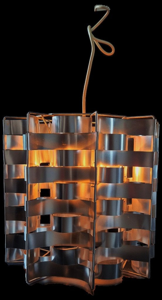 Fantastische grote vintage Max Sauze design hanglamp, Ophalen of Verzenden, Gebruikt, Metaal, E27 (groot)