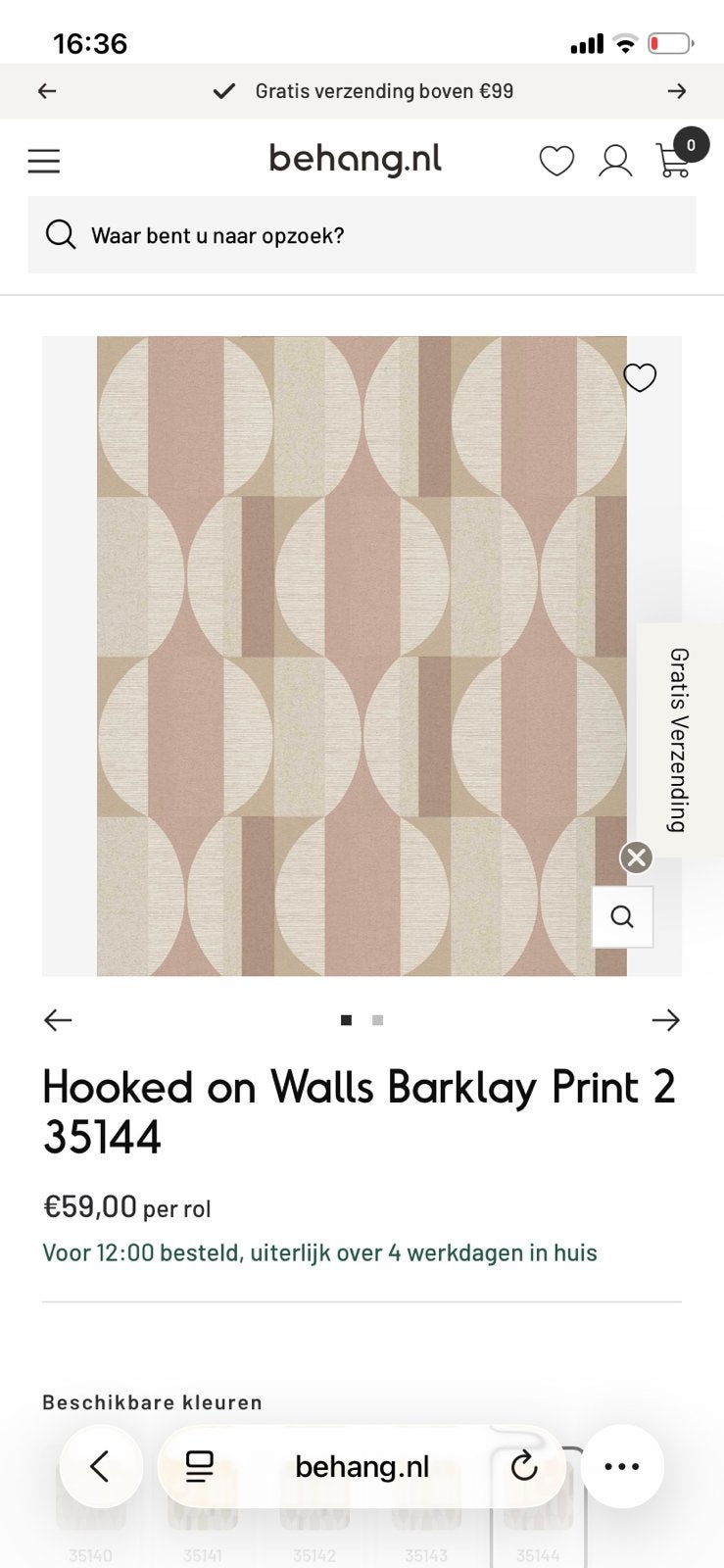 1 rol behang Hooked on Walls Barklay, Ophalen
