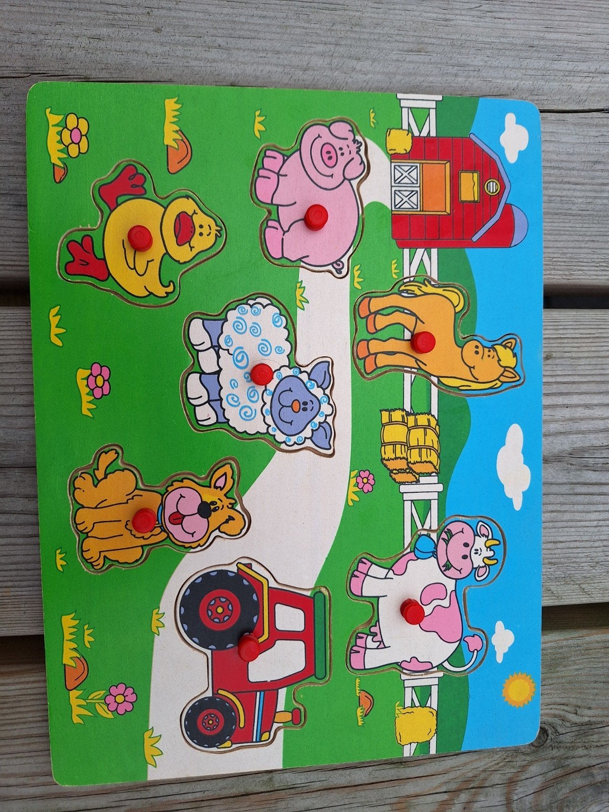 houten puzzel boerderij, Ophalen of Verzenden, Minder dan 10 stukjes, Zo goed als nieuw, 6 maanden tot 2 jaar