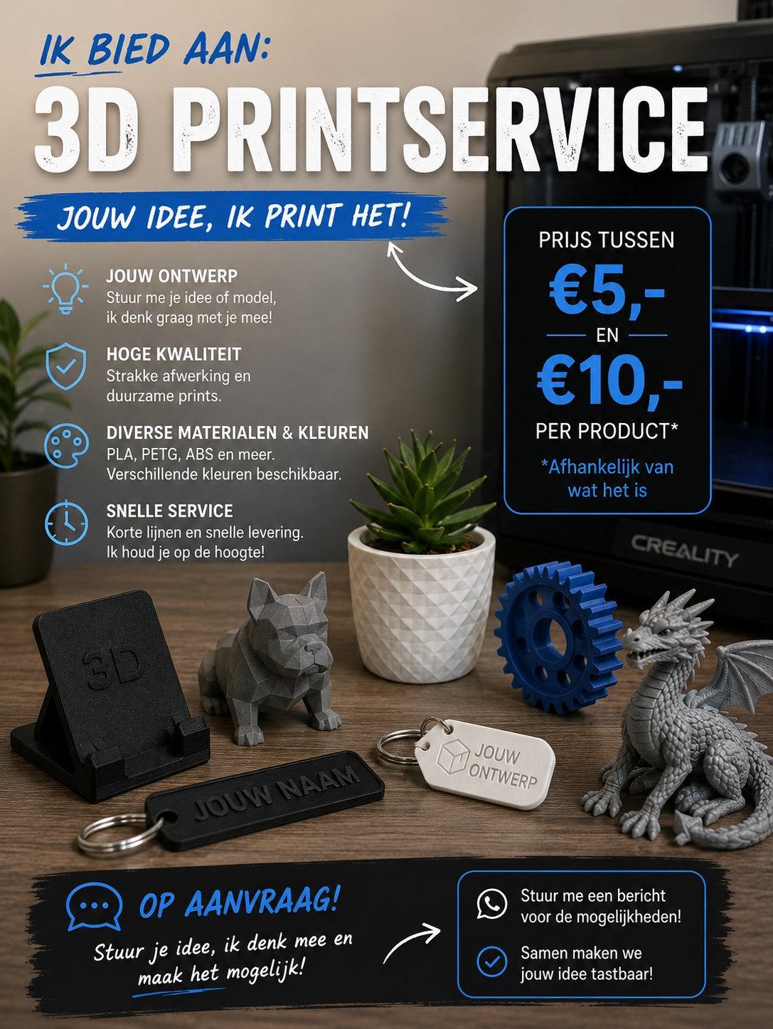 3D Printservice: Jouw idee, ik print het., Computers en Software, Ophalen of Verzenden, Nieuw, Filament
