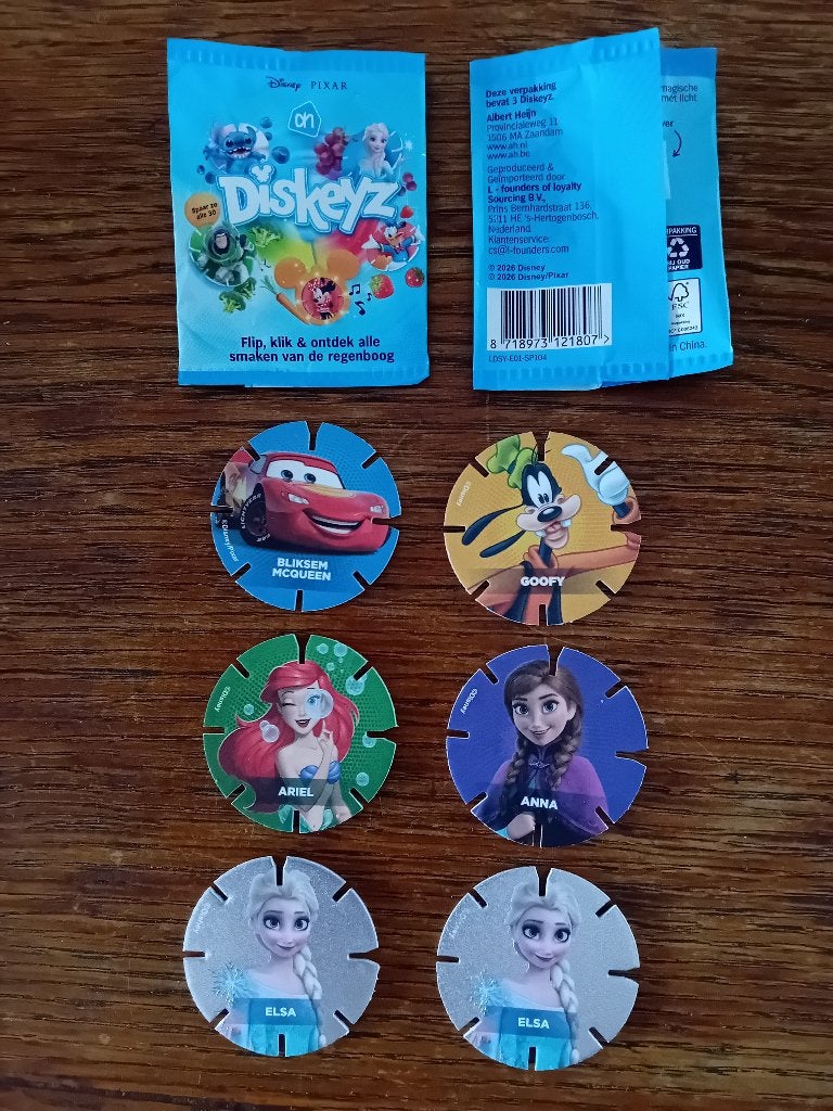 Diskeyz AH Disney 5 stuks, Albert Heijn, Ophalen of Verzenden