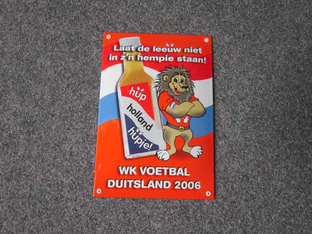 HUP HOLLAND EMAILLE RECLAMEBORD, Ophalen, Zo goed als nieuw, Reclamebord