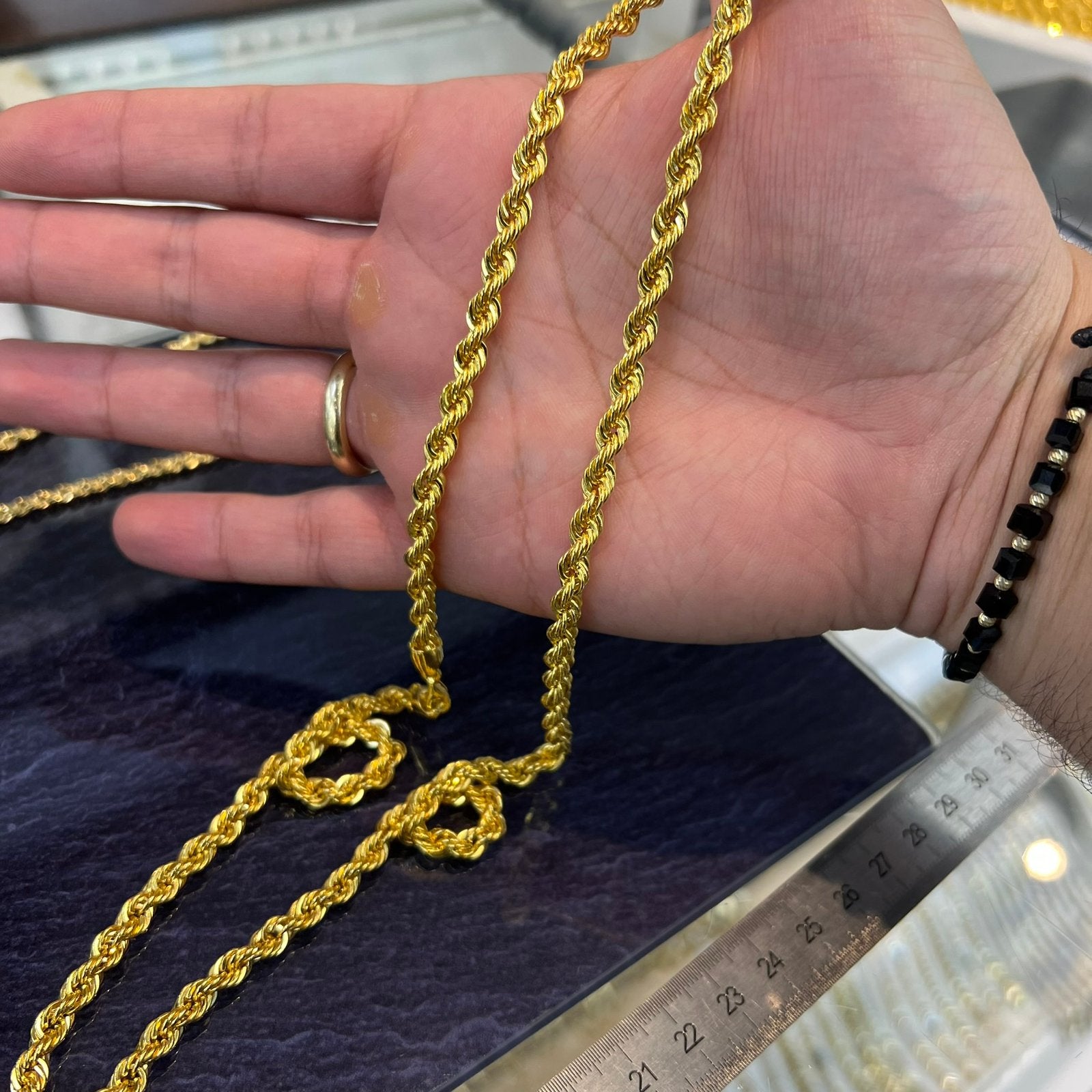 Gouden rope chain ketting 14 karaat goud, Sieraden, Tassen en Uiterlijk, Kettingen, Ophalen of Verzenden, Zo goed als nieuw, Goud
