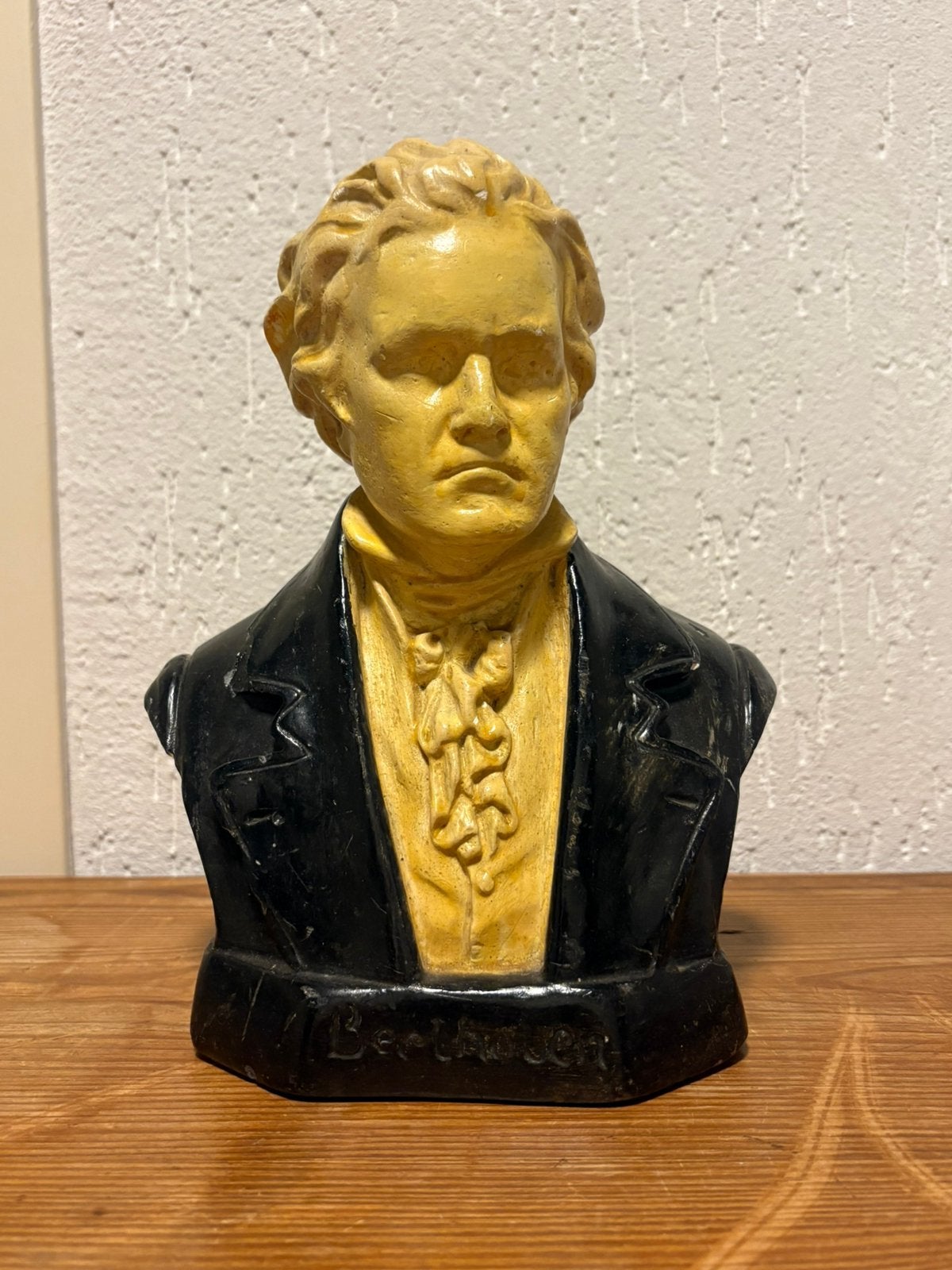 Vintage Buste van Beethoven - Gips, Zwart/Geel, Ophalen, Minder dan 20 cm, Gips, Buste