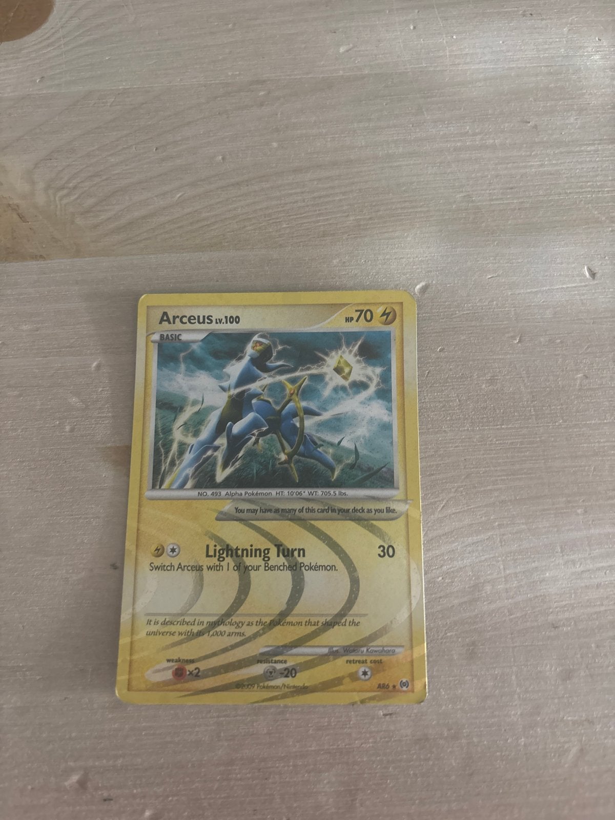 Arceus LV.100 Pokémon kaart - Basic HP 70, Ophalen of Verzenden, Gebruikt, Losse kaart