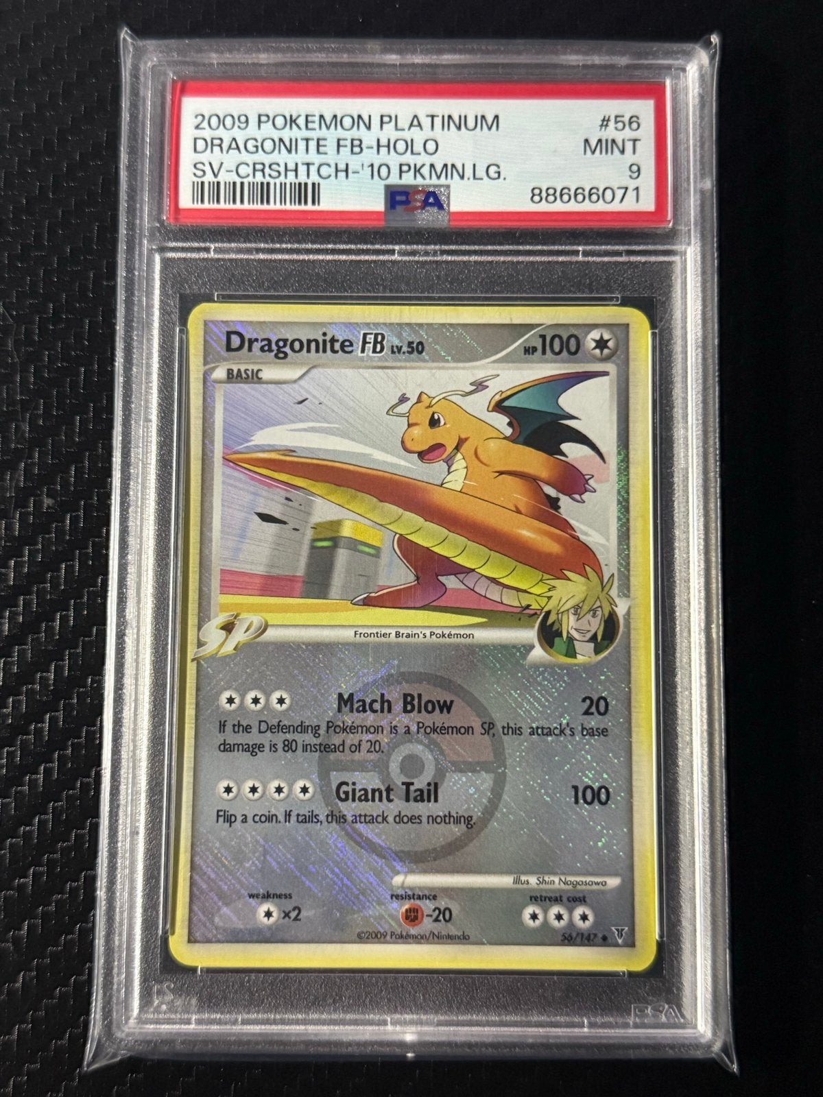 Dragonite FB Holo PSA 9 MINT - 2009 Platinum Pokémon Kaart, Ophalen of Verzenden, Zo goed als nieuw, Losse kaart, Foil