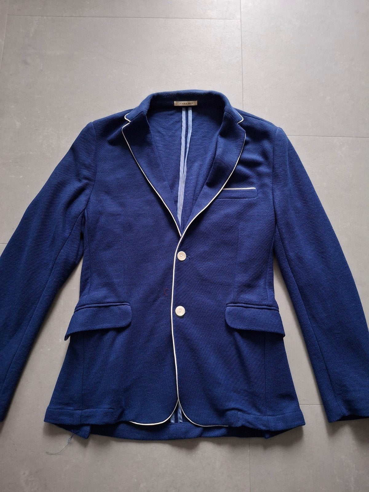 Zara Man Blazer - Donkerblauw met witte accenten, Ophalen of Verzenden, Zara Man, Gedragen, Maat 48/50 (M)