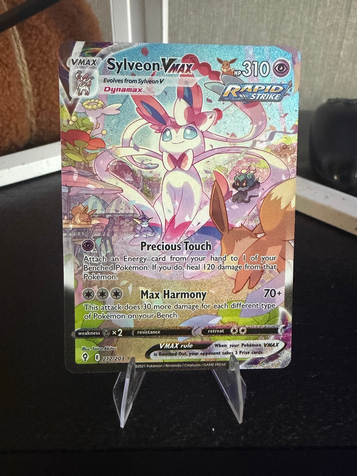 Sylveon VMAX Pokémon kaart (Full Art), Ophalen of Verzenden, Zo goed als nieuw, Losse kaart