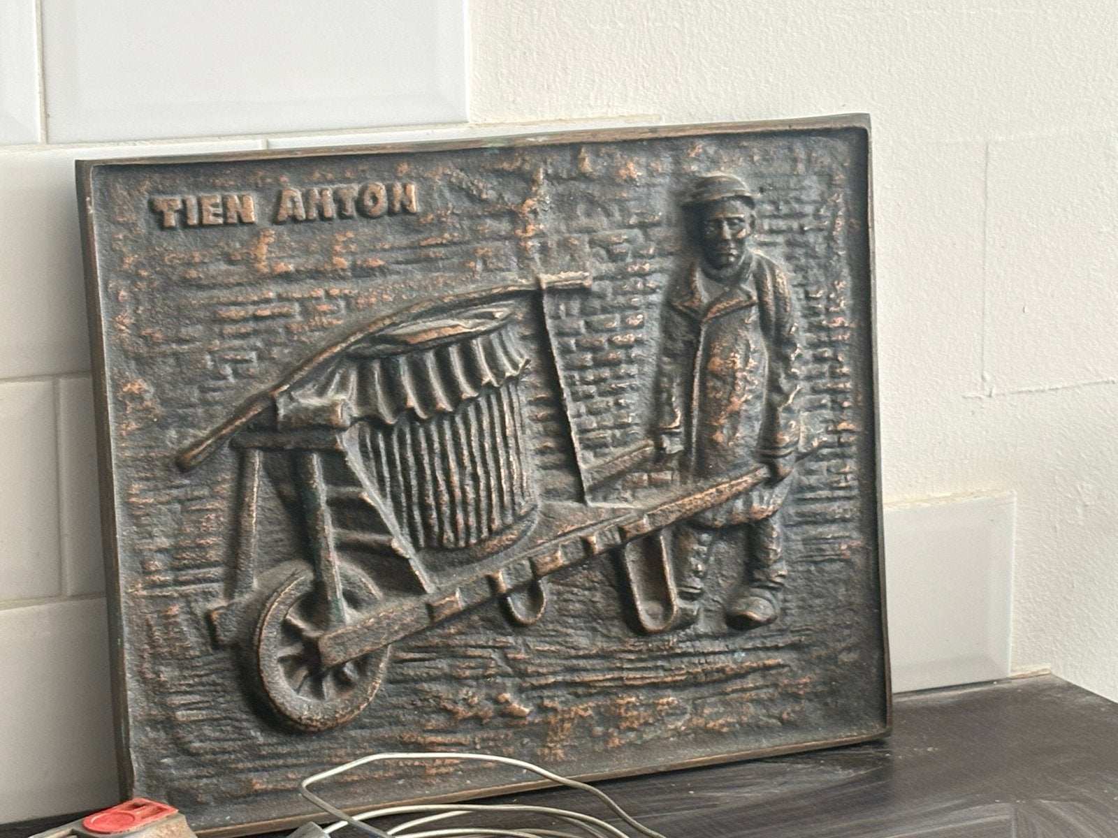 Massief Messing Antieke Mijnwerker Decoratie 'Tien Anton', Ophalen