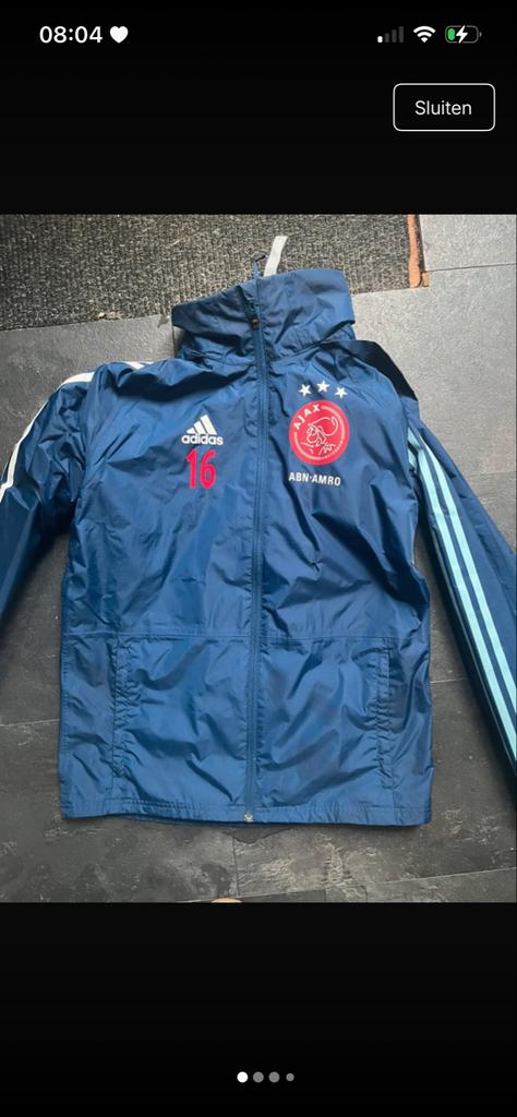 Ajax Regenjas Adidas ABN AMRO Maat M, Ophalen of Verzenden, Gedragen, Maat 36 (S), Blauw