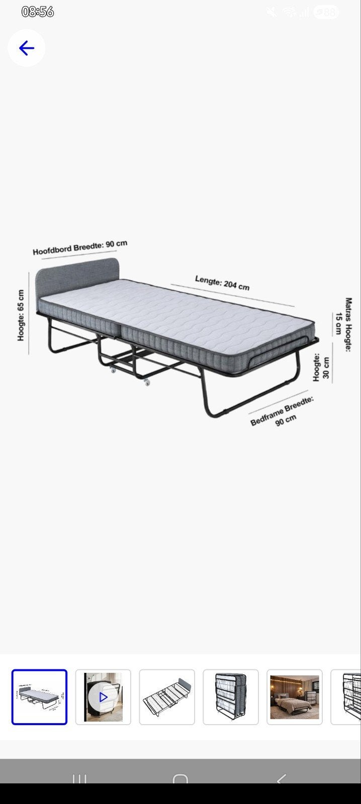 Opklapbed, Huis en Inrichting, Ophalen, Eenpersoons, 90 cm