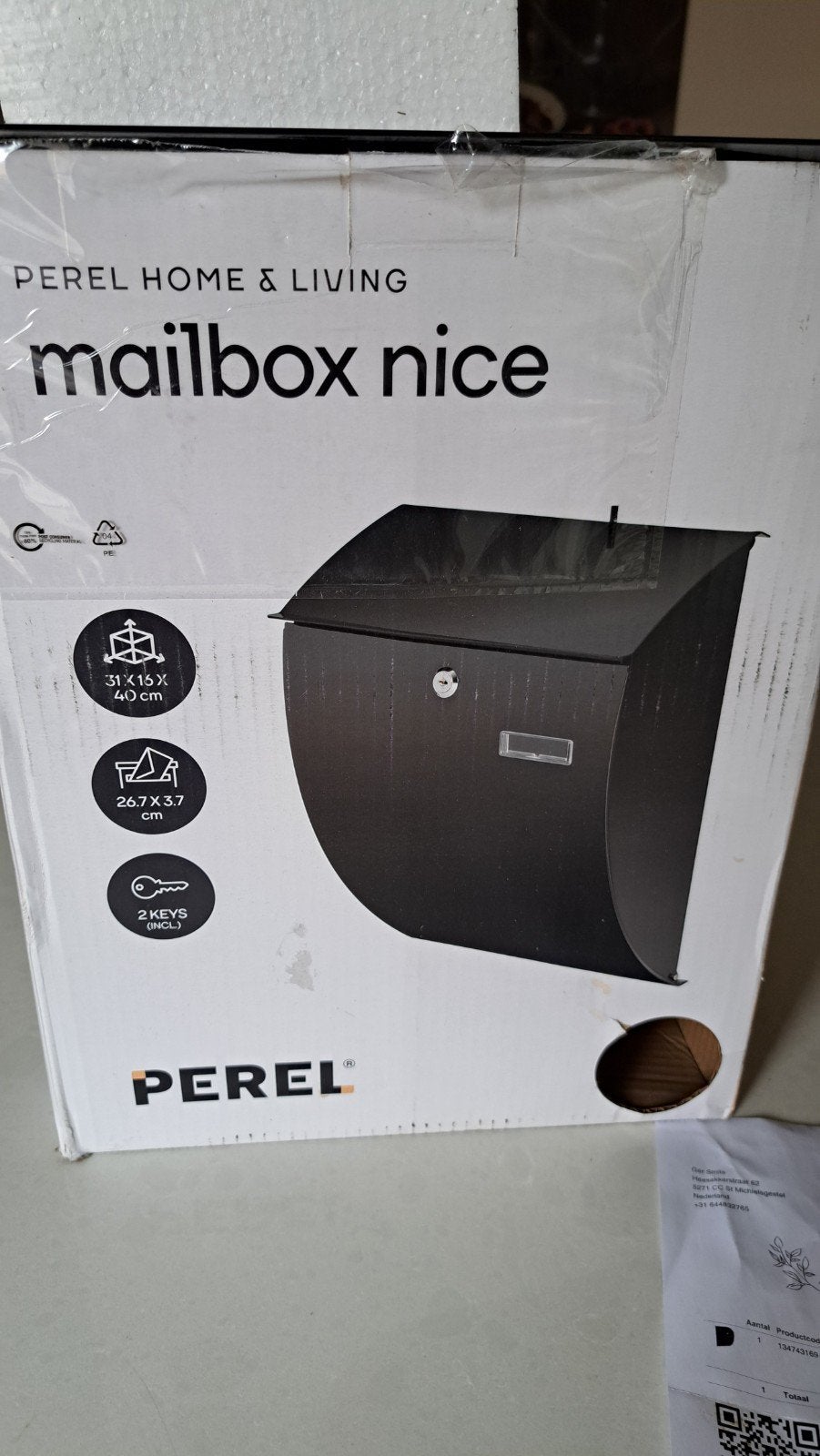 Perel Brievenbus Nice - Nieuw in doos, zwart, Ophalen, Nieuw, Staal, Wandbrievenbus