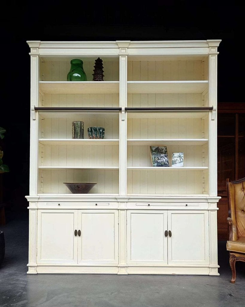Grote witte Boekenkast | Wandkast, verstelbare planken #3521, Metaal, Gebruikt, Met deur(en), -