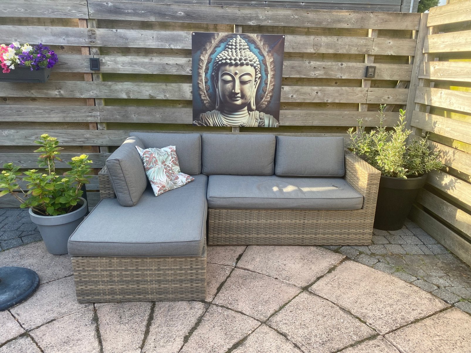 Loungebank Fonteyn 220x140 - 2 jaar oud, kussens prima, Ophalen, Gebruikt, 3 zitplaatsen, Loungeset