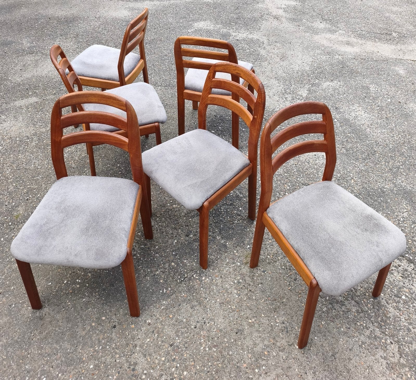 6 Deense massief teak Dyrlund stoelen jaren 60 vintage, Ophalen, Gebruikt, Hout, Vijf, Zes of meer stoelen