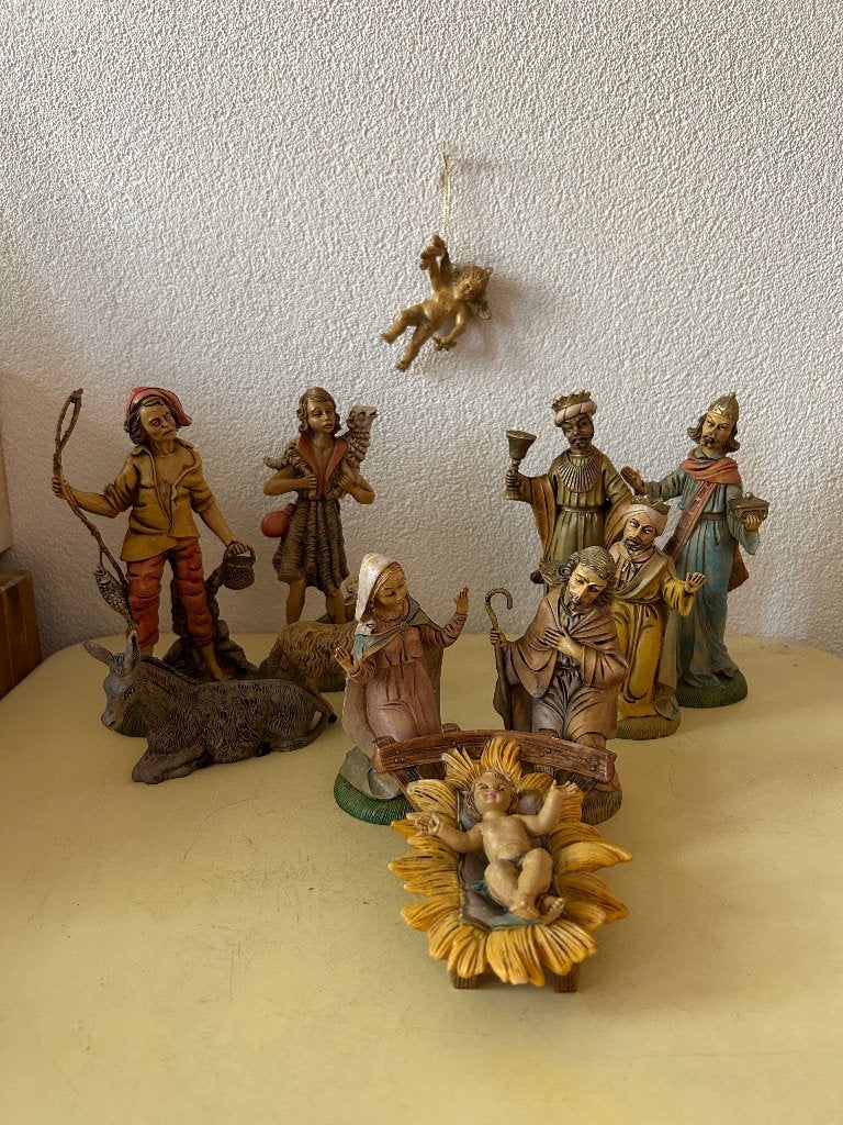 Vintage Fontanini kerststal 12-delig Italië (tot 20cm hoog), Diversen, Kerst, Ophalen of Verzenden, Gebruikt