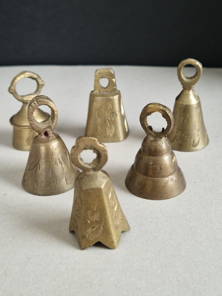 Set van 6 vintage belletjes, 5 cm hoog, Antiek en Kunst, Ophalen of Verzenden