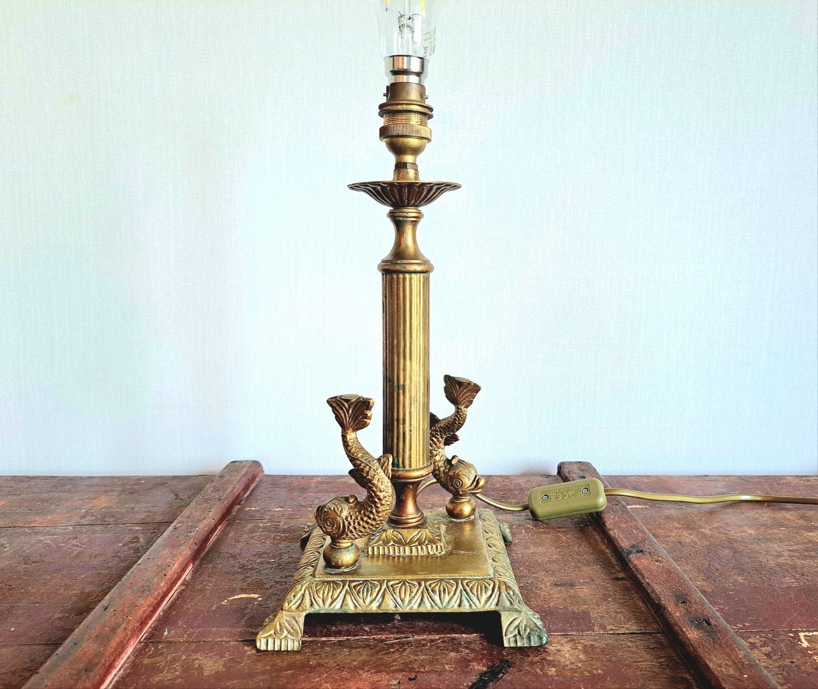 Art Nouveau Tafellamp met Mythische Dolfijnen, Antiek en Kunst, Ophalen of Verzenden