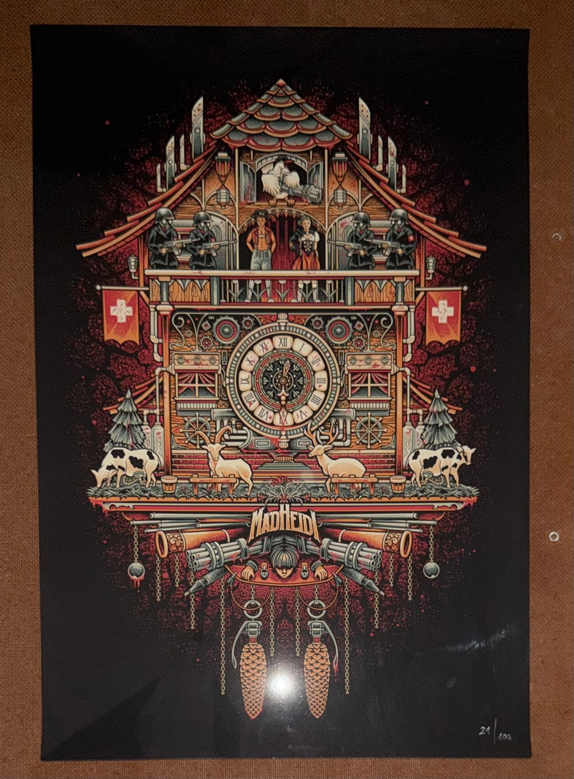 Zeefdruk Mad Heidi - Mad Cuckoo Clock - Gelimiteerd 21/100, Ophalen