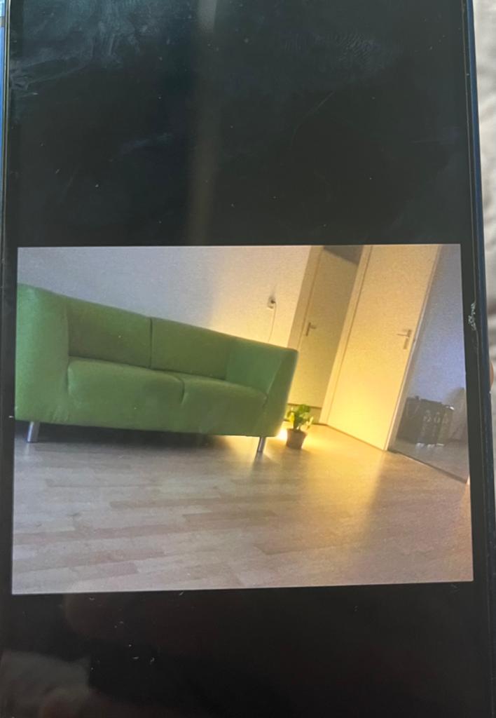 Green leather sofa, Huis en Inrichting, Banken | Sofa's en Chaises Longues, Ophalen, Gebruikt, Minder dan 75 cm, Tweepersoons
