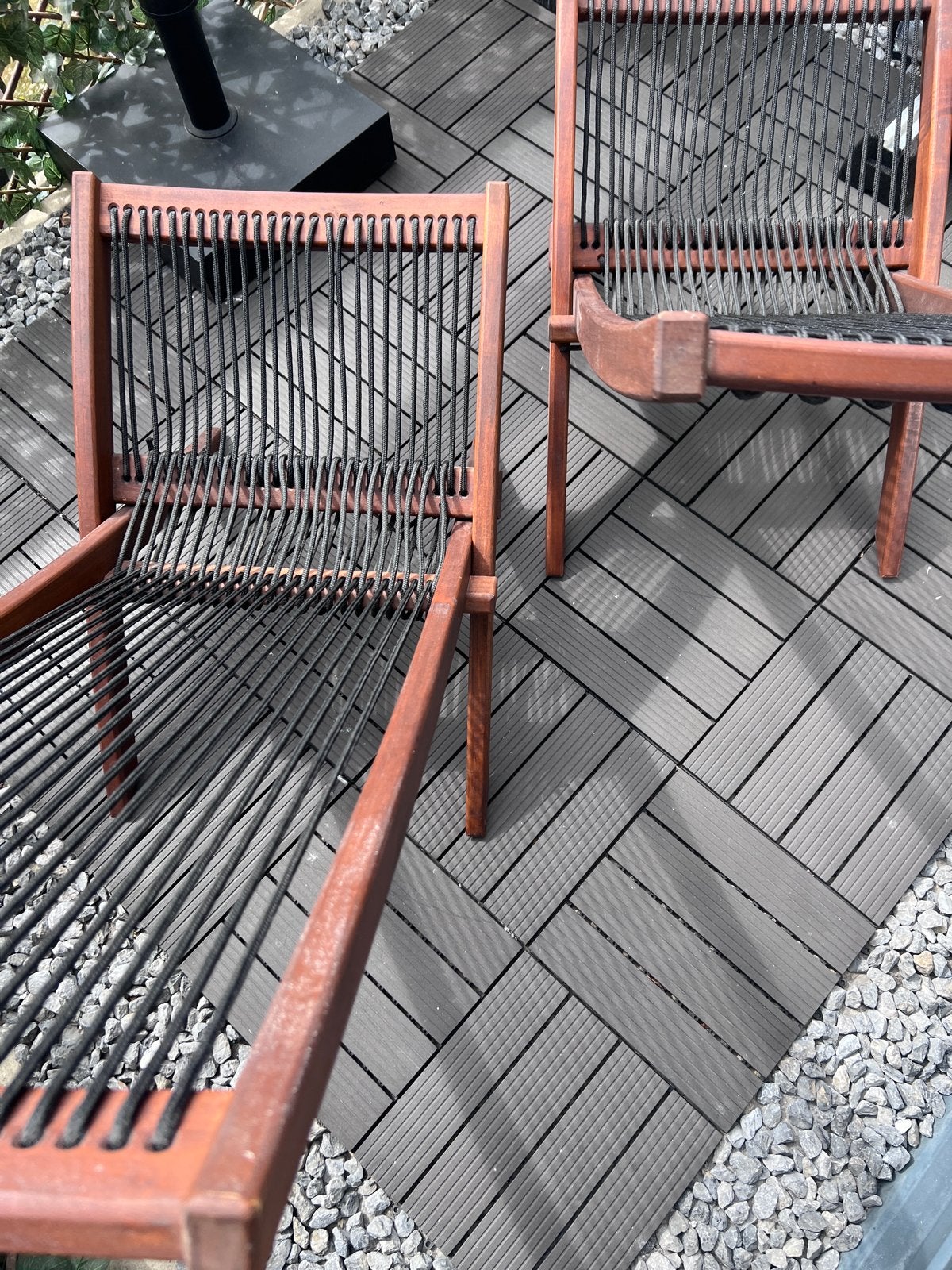 Twee inklapbare houten Ikea  tuinstoelen met touwzitting, Tuin en Terras, Tuinstoelen, Gebruikt, Hout, Inklapbaar, Ophalen