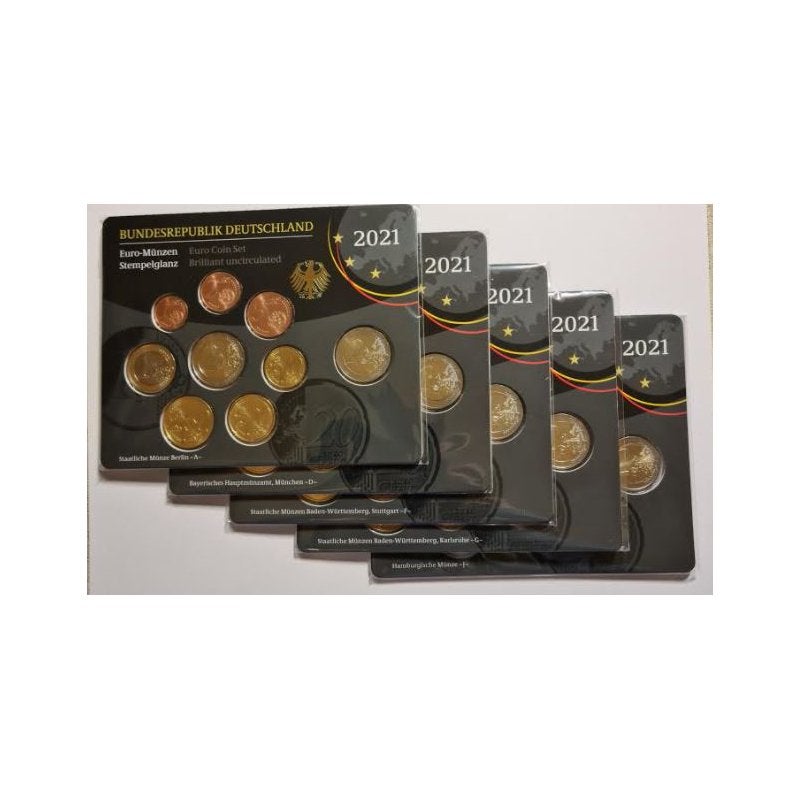 BU set Duitsland 2021 - 5x Blister 1 ct t/m 2x2 euro - ADFGJ, Postzegels en Munten, Verzenden, Duitsland, Overige waardes, Setje