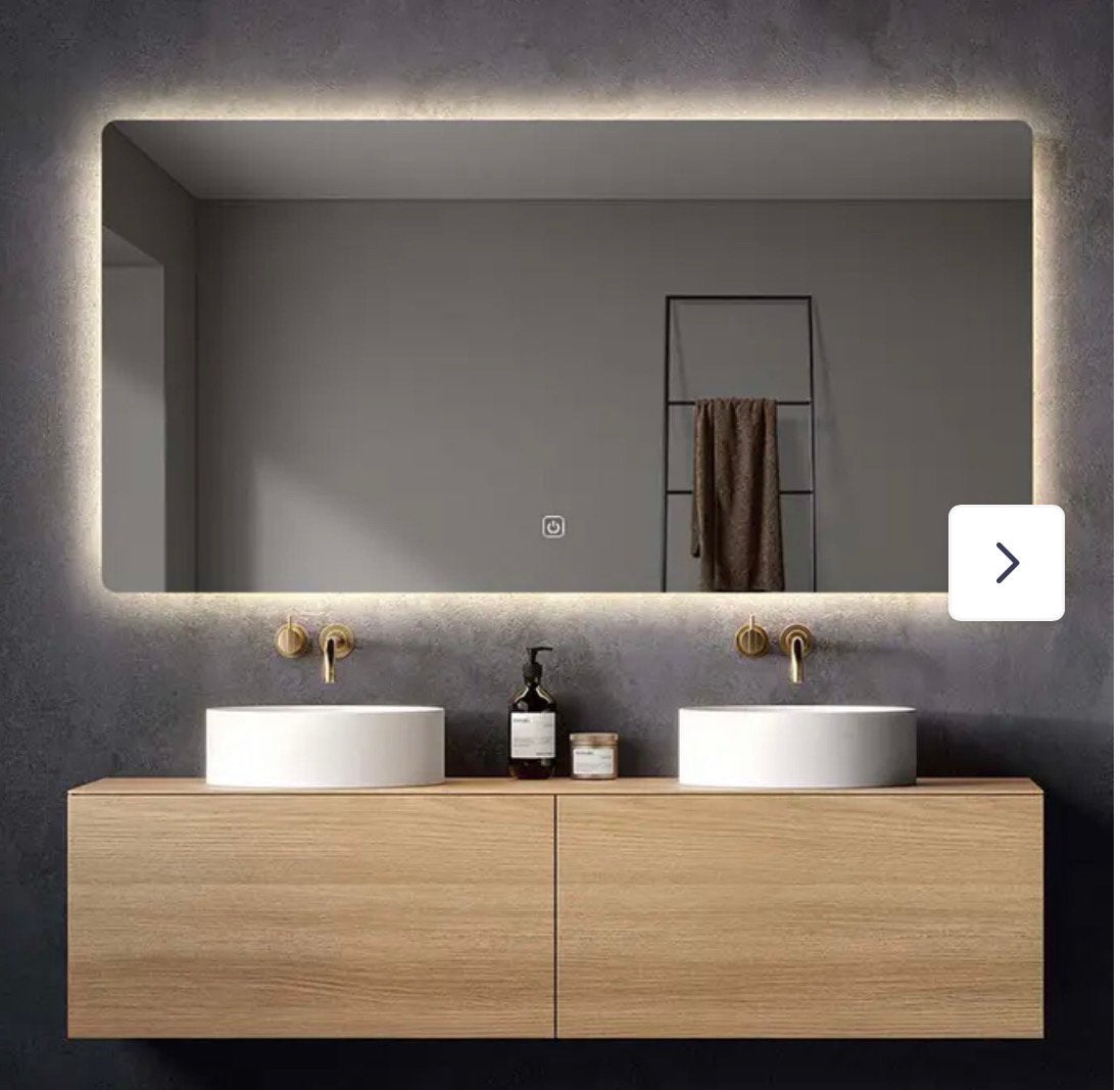 NIEUW Saniclear spiegel 160x70cm LED en spiegelverwarming, Ophalen, Zo goed als nieuw, Rechthoekig, Minder dan 100 cm