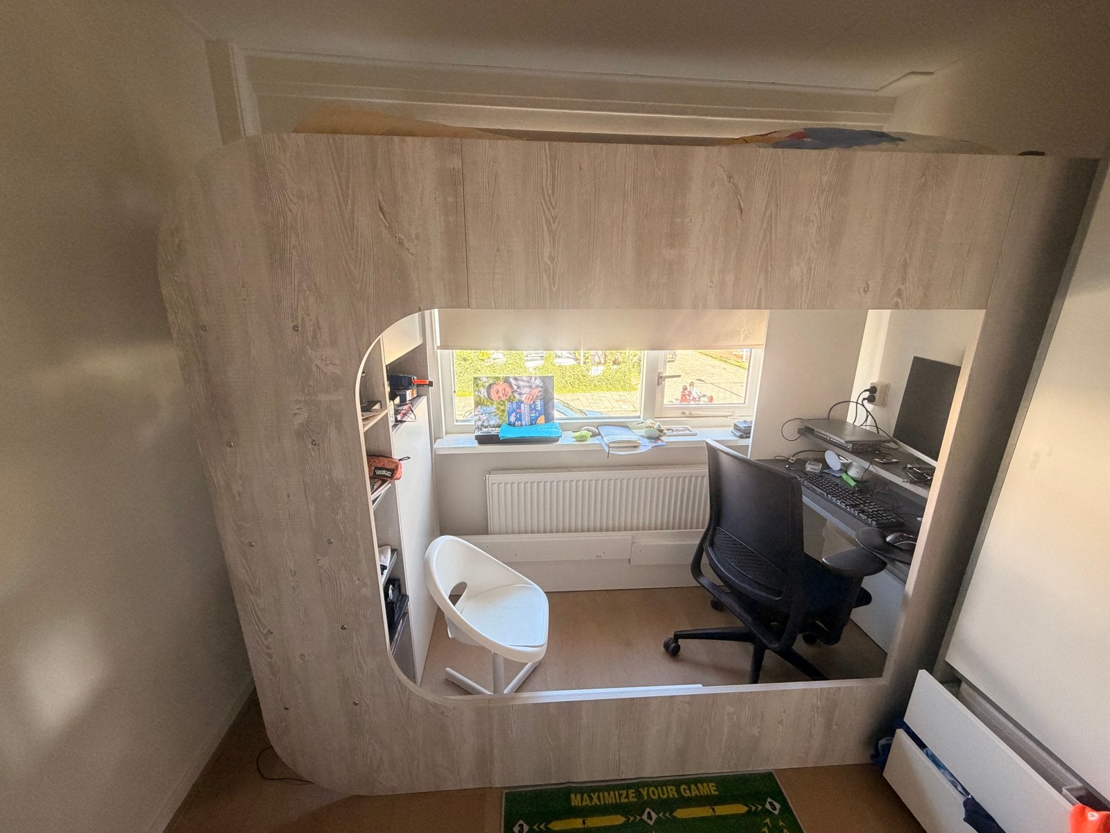 Hoogslaper met bureau en opbergruimte, 85 tot 100 cm, Gebruikt, Ophalen of Verzenden, Hoogslaper of Stapelbed