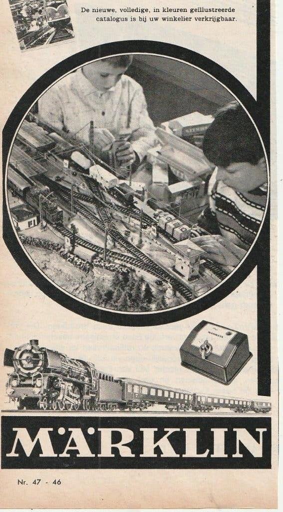Retro reclame 1962 Märklin modeltrein jongetjes baan, Verzenden, Overige typen