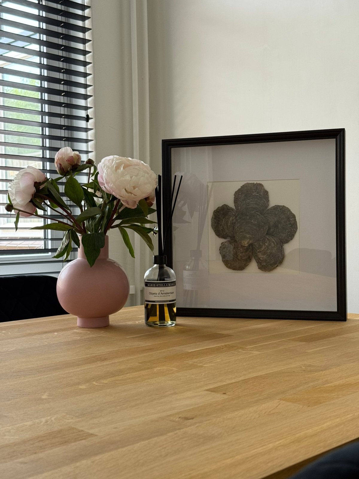 Oesterschelpen bloem schilderij, Ophalen of Verzenden, Nieuw, Hout