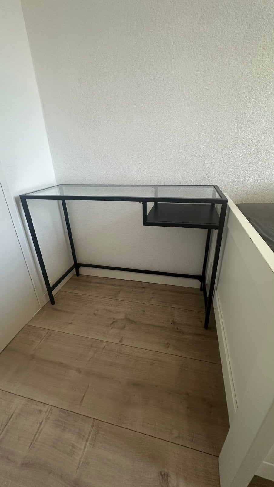Make up tafel/bijzettafel/bureau met glasplaat, Ophalen, Gebruikt, 80 cm, IKEA