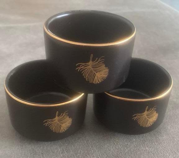 3x nap/kom Waechtersbach retro zwart goud, nieuwstaat, Huis en Inrichting, Keuken | Servies, Overige materialen, Ophalen of Verzenden