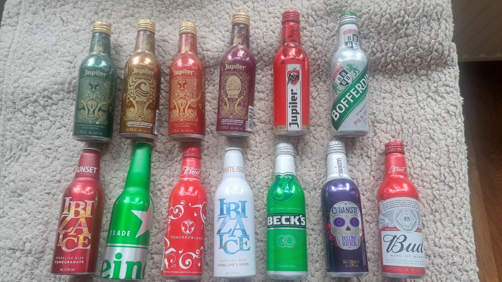 Collectie van 13 diverse aluminium bierflesjes, Ophalen of Verzenden, Gebruikt