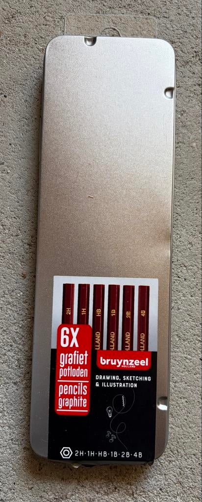 Bruynzeel Grafietpotloden Set - 6 Stuks in Blik, Hobby en Vrije tijd, Tekenen, Ophalen of Verzenden, Zo goed als nieuw, Potlood of Stift