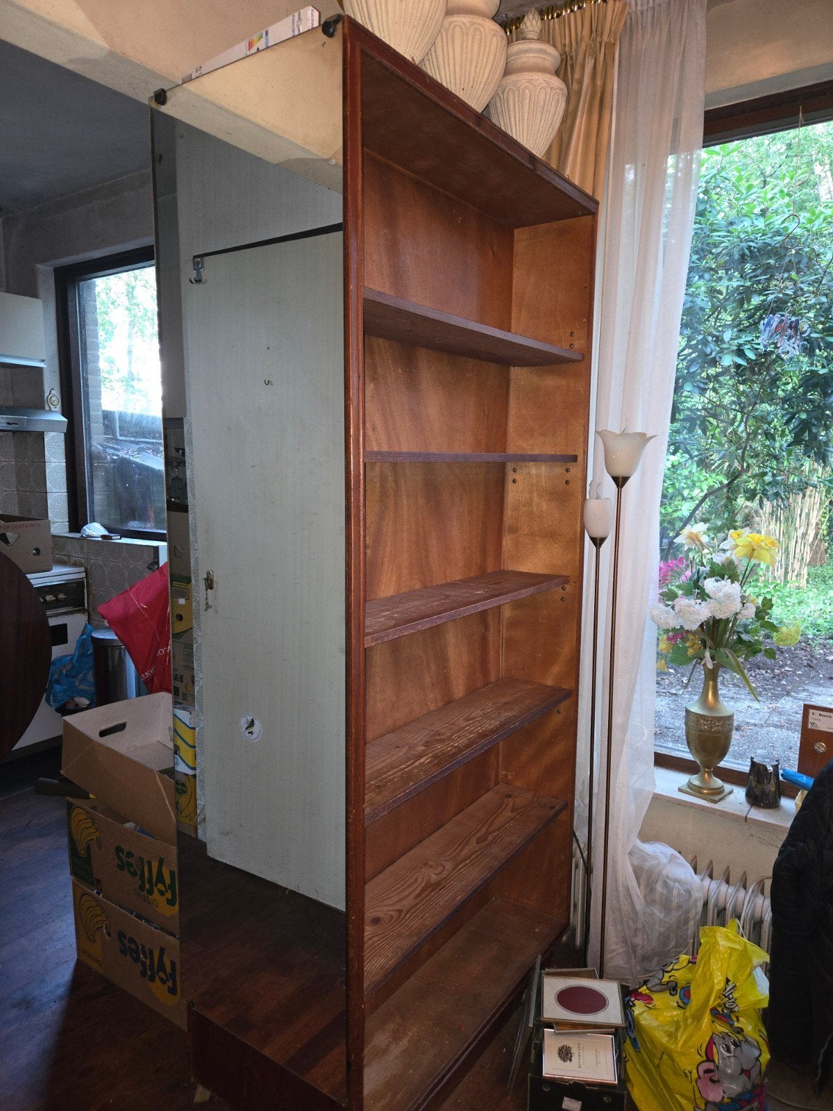 Vintage tweezijdige universiteits boekenkast, Huis en Inrichting, Kasten | Boekenkasten, Gebruikt, 50 tot 100 cm, Minder dan 100 cm