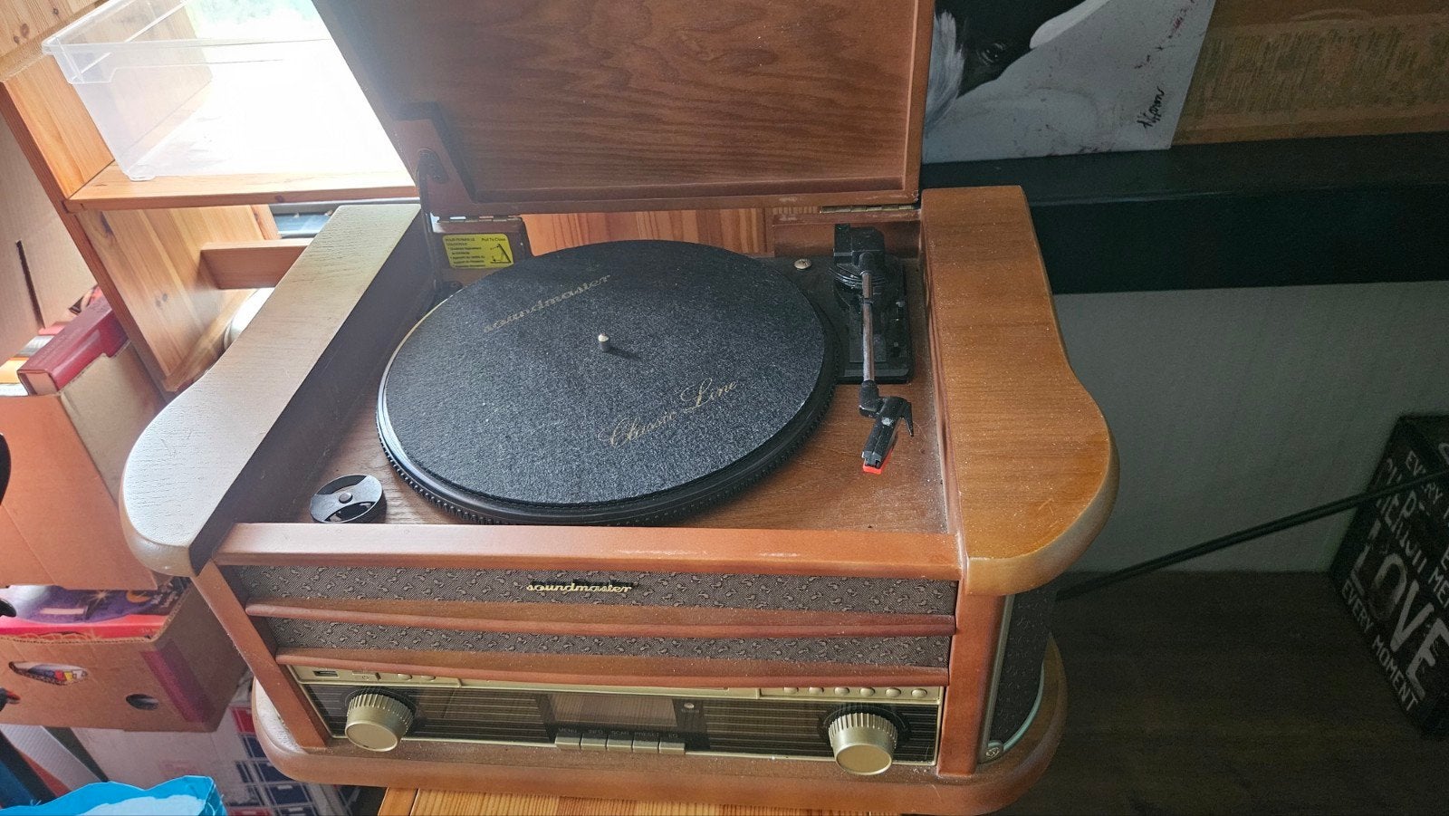 Houten kast met platenspeler en radio - Soundmaster, Ophalen of Verzenden