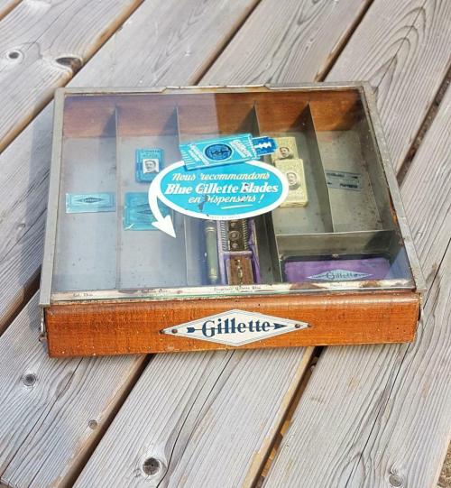 Unieke vintage Gillette display case zeldzaam verzamelobject, Gebruikt, Gebruiksvoorwerp, Gillette, Ophalen of Verzenden