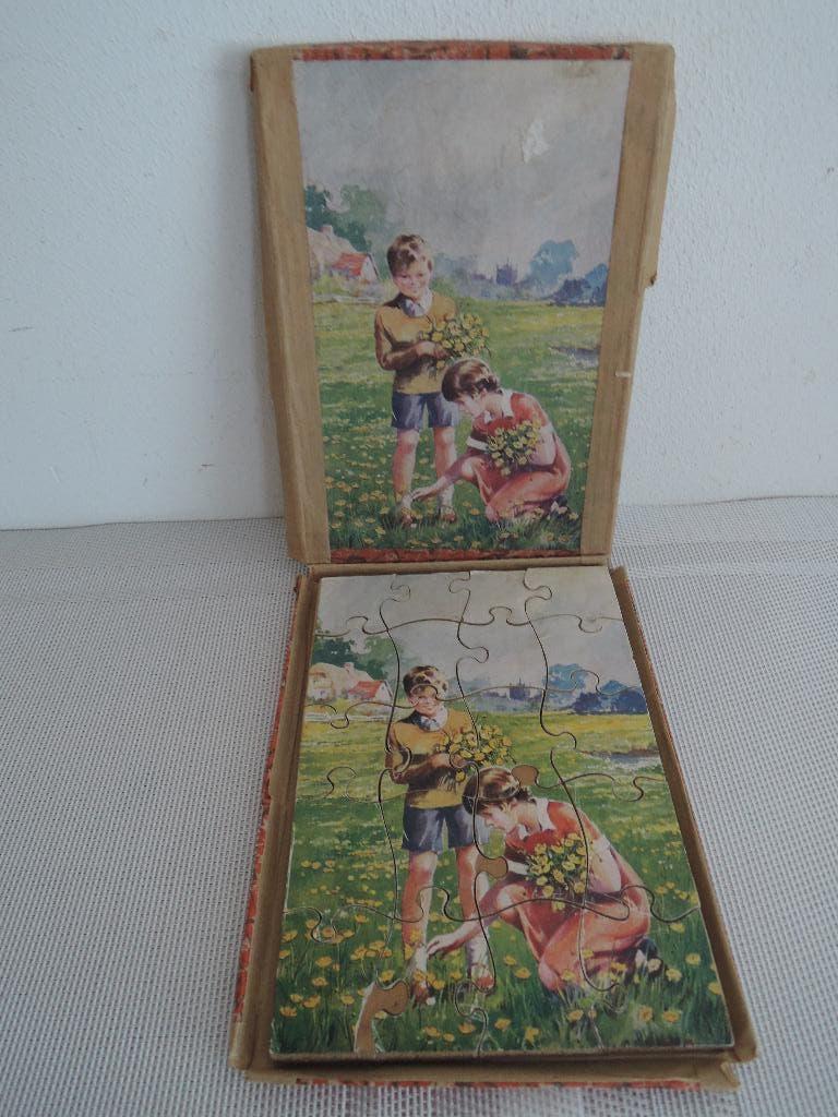 Heel oude houten kinderpuzzel in doosje, Kinderen en Baby's, Speelgoed | Kinderpuzzels, Ophalen of Verzenden, 10 tot 50 stukjes