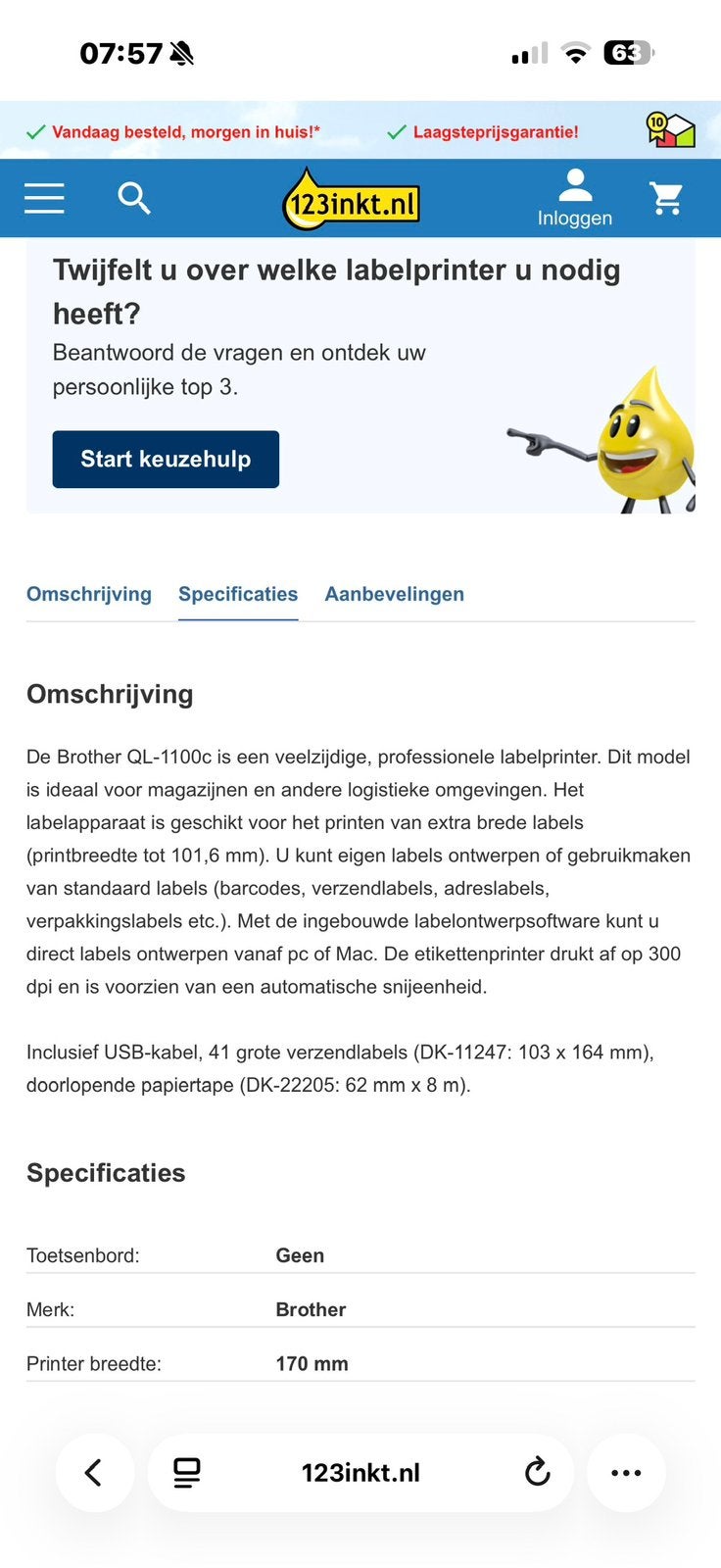 Label printer, Computers en Software, Labelprinters, Ophalen of Verzenden, Zo goed als nieuw