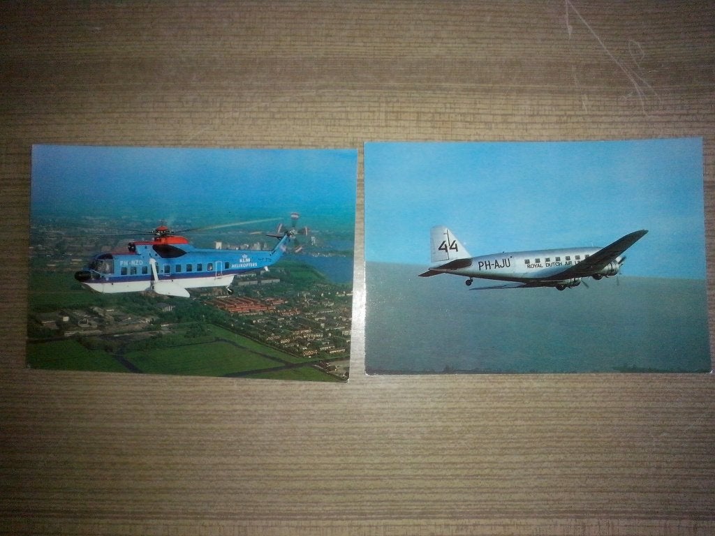KLM Sikorsky + DC-2 Uiver + Fokker Cityhopper ansichtkaarten, Verzamelen, Ophalen of Verzenden, Zo goed als nieuw, Kaart, Foto of Prent