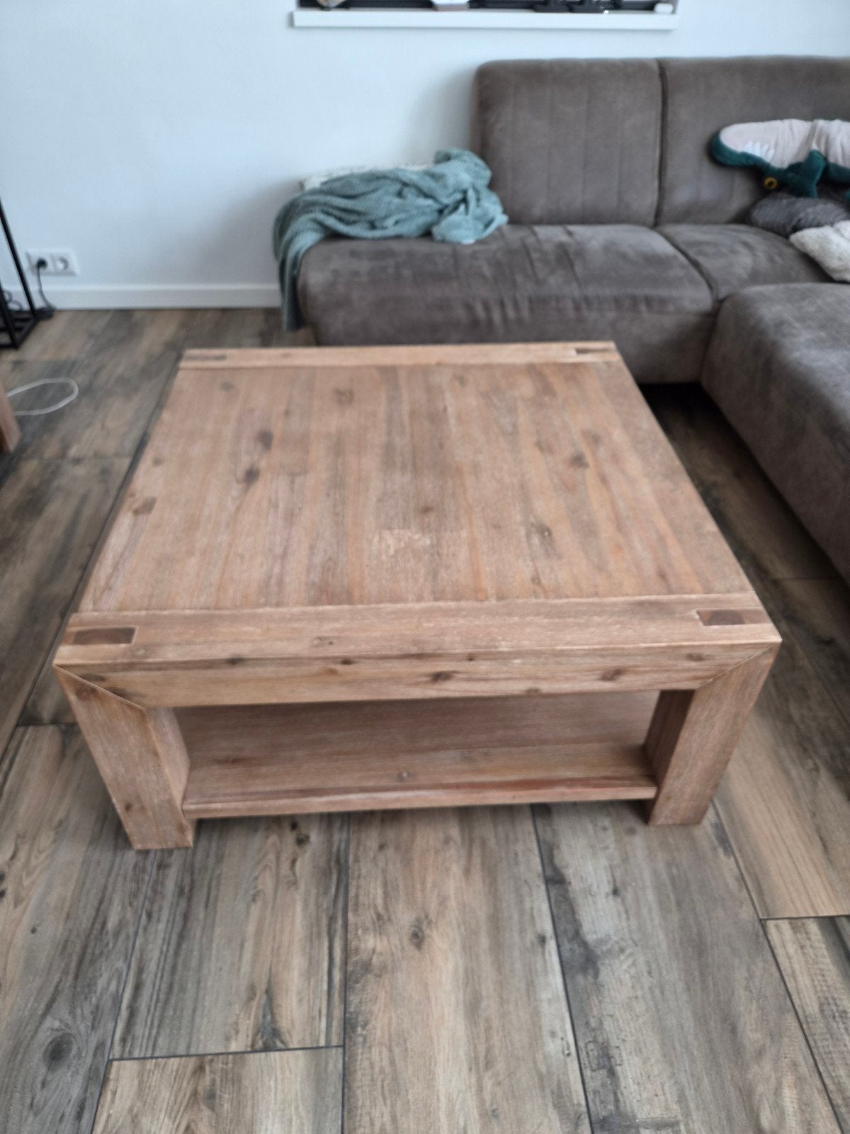 Robuuste houten salontafel met opbergruimte, Ophalen, Gebruikt, 50 tot 100 cm, Rustiek