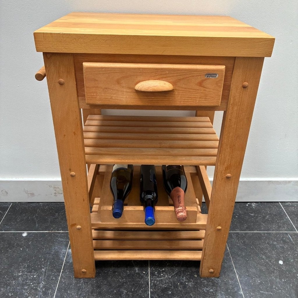 Houten smalle bijzettafel te koop, Ophalen, Minder dan 55 cm, Gebruikt, Landelijk modern