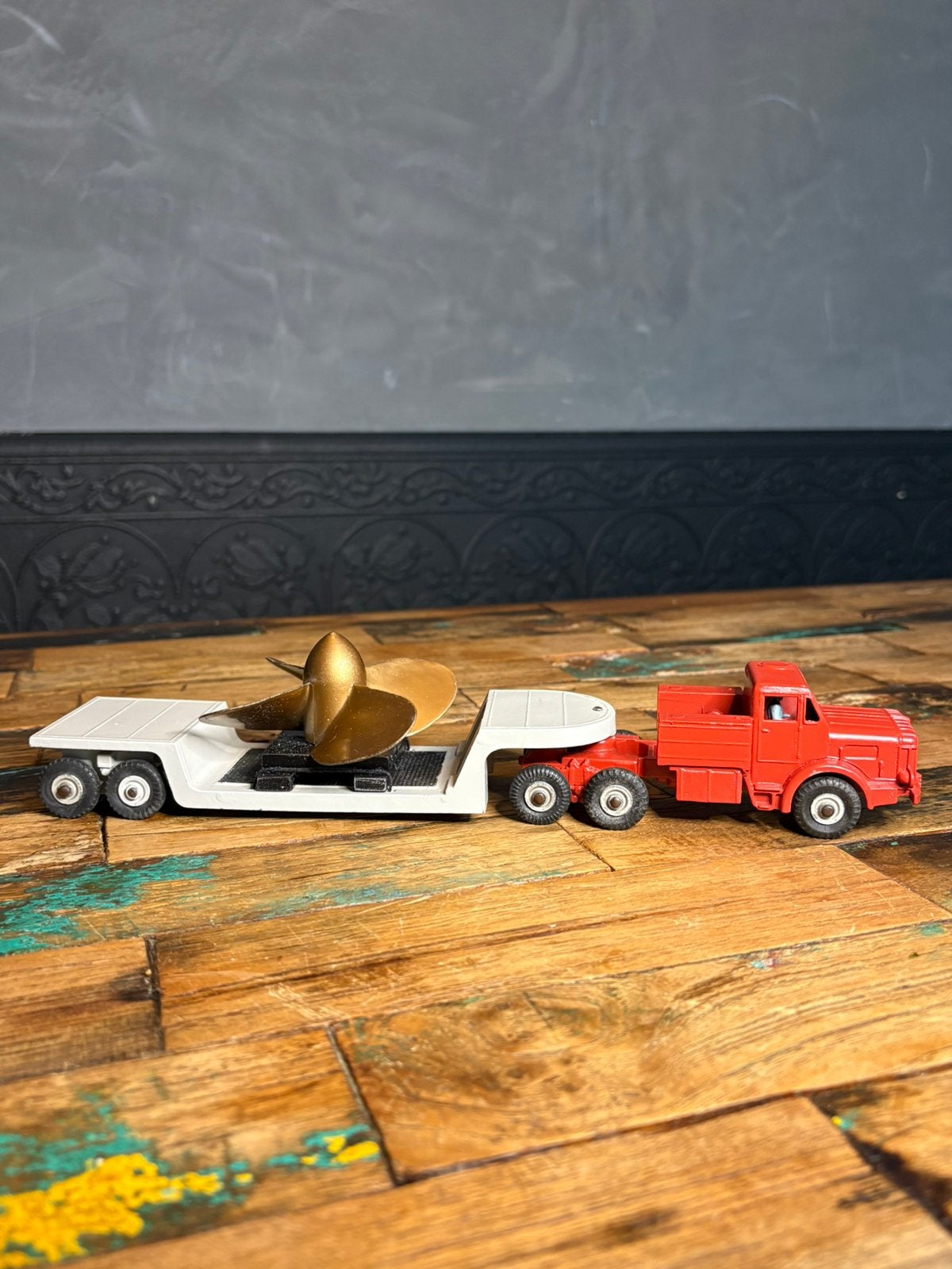 Dinky Supertoys No 986 Mighty Antar Low Loader met Propeller, Ophalen of Verzenden, Gebruikt, Bus of Vrachtwagen, Dinky Toys